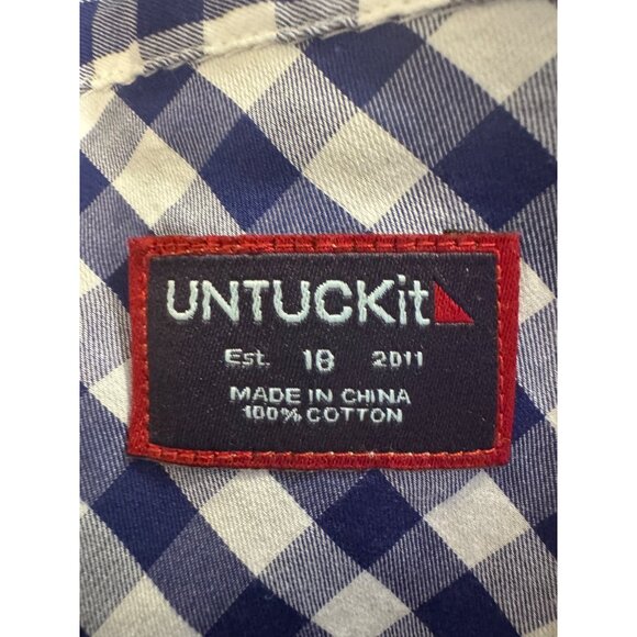 2/$30 NWOT Untuckit Women's 10 Blue & White Checkered Button-Down Shirt - Picture 3 of 14